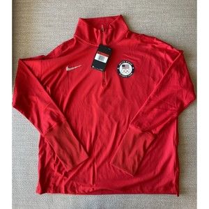 New Nike Team USA Olympic Running Red Half-Zip Top Red CQ3318-657 Women’s SZ L